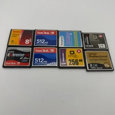 LOT of 8 CF Compact Flash Cards - Untested - Various Brands - GC398