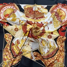 Hermès Scarf Carre Cinq Mers Silk Square Handstitched Edges Limited Edition