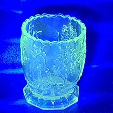 FREE SHIPPING Antique EAPG US Glass Child's Nursery Rhyme Spooner Manganese Glow