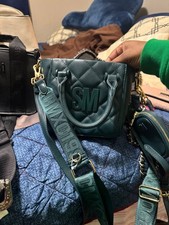 NWT BBABI Steve Madden Olive Mini Quilted Crossbody Bag Dbl Strap Earbud Case