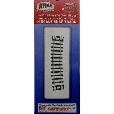 N Code 80 Nickel Silver 1/2 11'' Radius Snap-Track (6) Atlas Trains (US IMPORT)