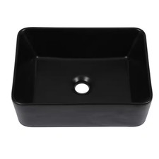 16 In. Rectangular Matte Black Porcelain Ceramic Vessel Sink above Counter Bathr