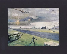 8X10" Matted Print Picture Art of War: Floyd Davis, B-17 In Distress, WWII