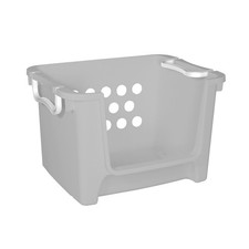 Your Zone Kids Toy Storage Bin Grey, Open Front Stacking 21x16.5x13in