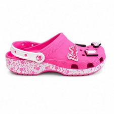 Crocs Classic Clog Barbie Electric Pink White Women's Sz 8 Charms EUC