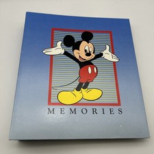 Vintage 1989 Blue Mickey Mouse Memories Photo Album Binder 3 Ring - EUC