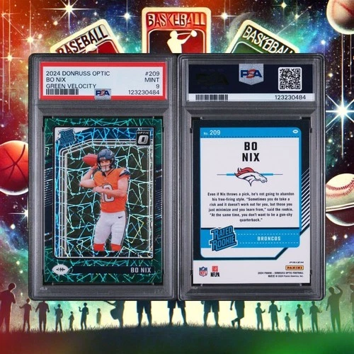 2024 PANINI DONRUSS OPTIC GREEN VELOCITY #209 BO NIX ROOKIE RC PSA 9 MINT SP