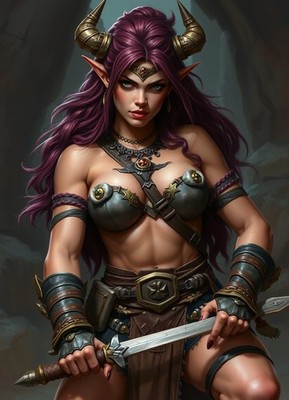 SEXY WARRIOR DUNGEONS DRAGONS BABE  4x6 Print  Fantasy Art 03262609