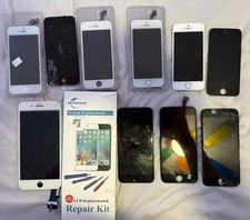Lot 11 Assorted Broken iPhone Screens, Untested For Parts Only 