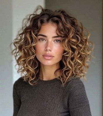New Fashion Layered Long Natural Golden Brown Wavy Women's Wigs 14in