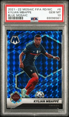 2021-2022 Mosaic FIFA Road To World Cup Kylian Mbappe #6 Blue 68/99 PSA 10
