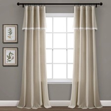 Set of 2 38"x84" Linen Lace Light Filtering Window Curtain Panels Dark