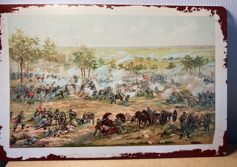 Famosa pintura Batalla de Gettysburg Guerra Civil Americana 8 X 12 letrero de metal Foto 2 de 3