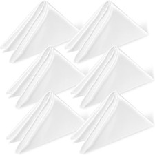 6 Pack 17X17 Inch White Cloth Napkins, Washable Polyester Dinner Napkins White N