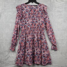 Banana Republic Women's M Floral Print Long Sleeve Ruffle Dress