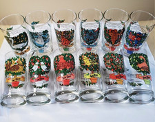 Indiana American Glass Twelve Days of Christmas 12oz Beverage Glasses Never Used