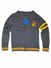 NWT Harry Potter Gryffindor Cardigan Sweater Mens M Gray Button Front Warnerbros