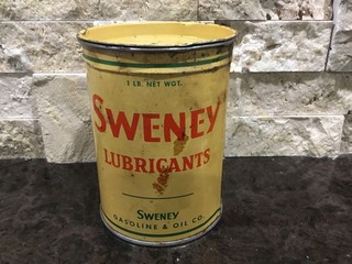 Vintage Rare Sweney Oil lubricant 1 LB.Metal Can Peoria Illinois Empty