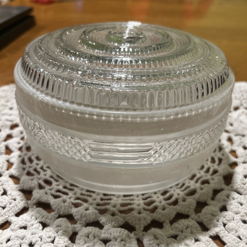 Vintage 1960 Diamond Glass Pattern Frosted White Stripe Light Cover 5.75"opening