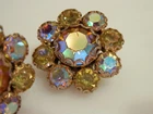 Signed Weiss Vintage Aurora Rhinestone Earrings (See Text)