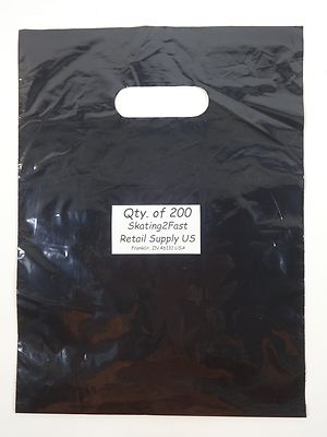 200 Qty. 9'' x 12'' Black Glossy Low Density Merchandise Bag Retail Shopping Bags