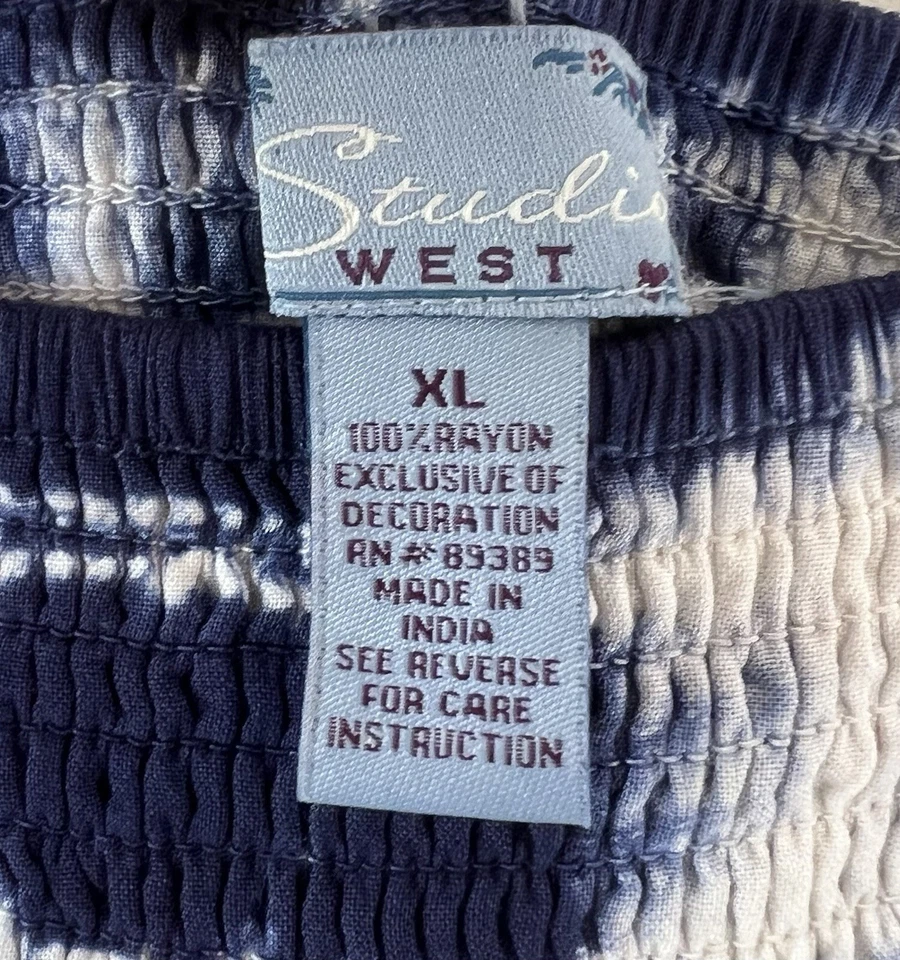 Falda Studio West para mujer MIDI talla XL azul tie dye bordada en capas gitana boho Foto 4 de 4