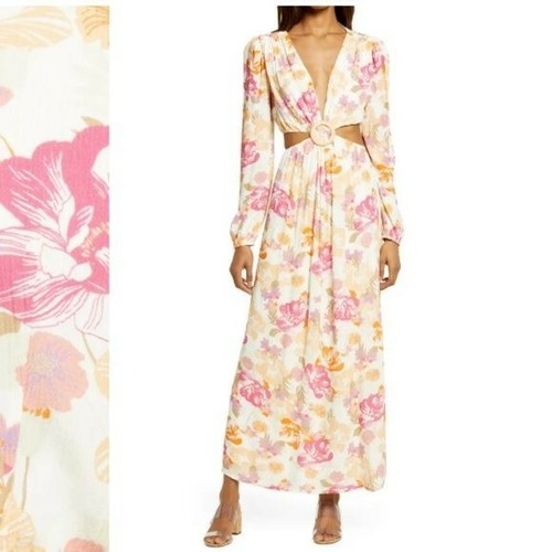 WAYF Linda Cut Out Floral Maxi Dress 