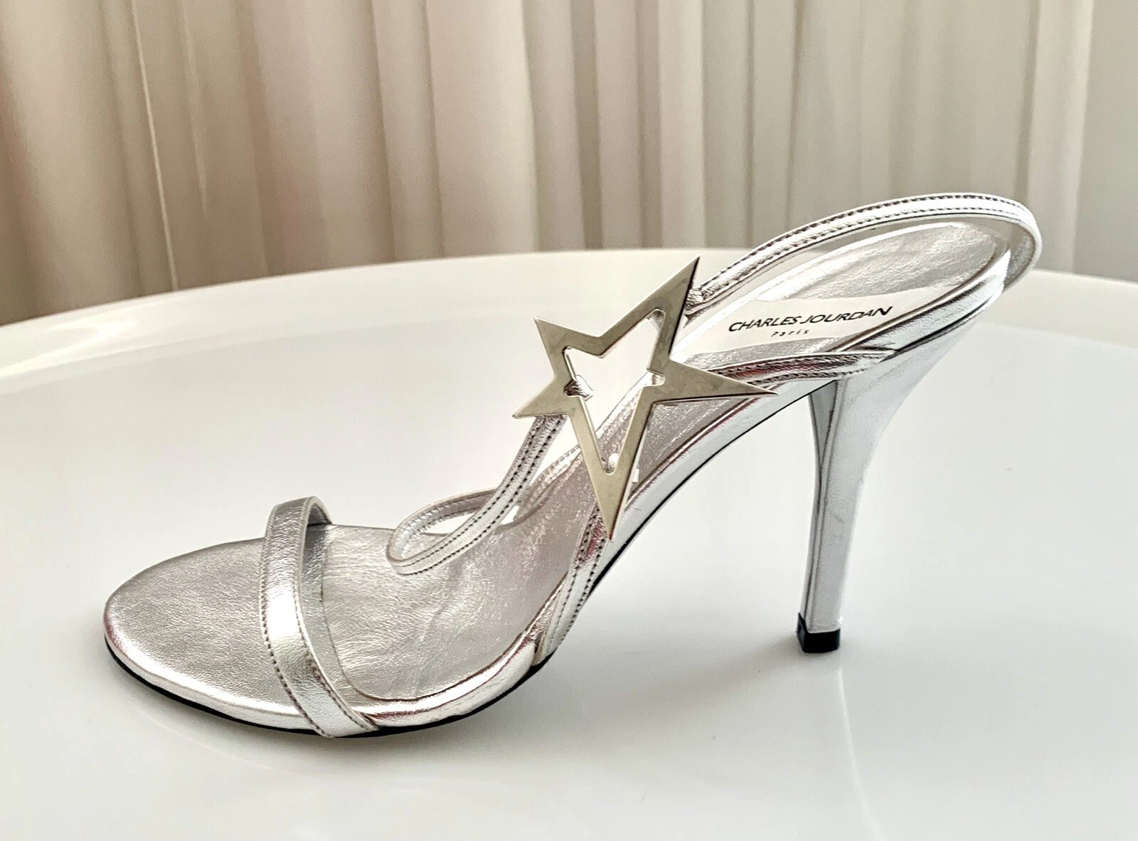 JORDAN Sandali Charles Jourdan NUOVI argento con ferramenta a stella taglia 6 5