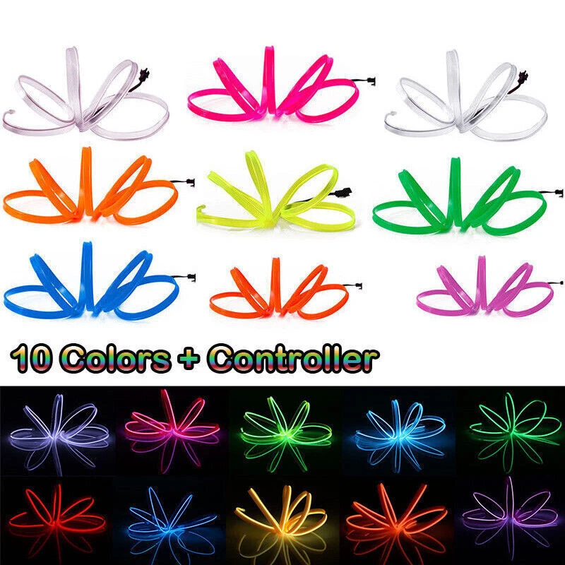 1-5M LED Car Interior Atmosphere EL Wire Neon String Strip Lights Tube Lamp BI . - Image 3 of 4