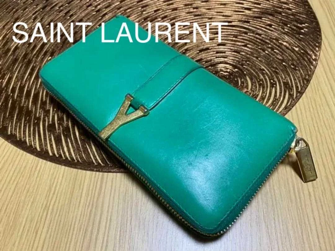 SAINT LAURENT PARIS genuine leather long wallet round zipper used from Japan