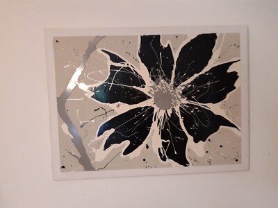 Acrylbild auf Leinwand. Original. Schwarz-weiße Tulpenblume.