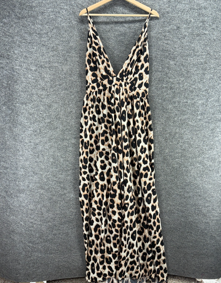 SheIn Dress Women 4XL Black Animal Print Maxi Long Sleeveless V-Neck Curve  | eBay