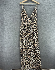 SheIn Dress Women 4XL Black Animal Print Maxi Long Sleeveless V-Neck Curve