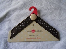 NEW LINDSAY PHILLIPS INTERCHANGEABLE STRAPS SWITCHFLOPS Medium 7/8 Mai Brown Dot