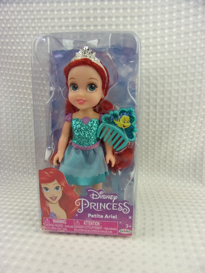 Muñeca Disney Petite ARIEL Brillo con Peine Platija + Tiara - Sirenita 6" Nueva en Caja Foto 2 de 4