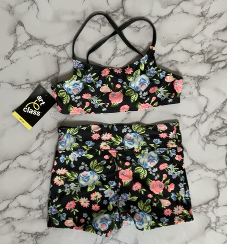 Art Class- Girls' Swim Floral Bike Shorts with Top Set Size M(8) - Picture 5 of 10