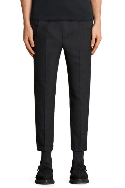 AllSaints Mens Tallis Trousers Pleated Cotton & Wool Pants Gray Size 36 $165 | eBay