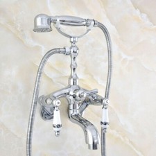 Bathroom Chrome Brass Wall Mount Bathtub Clawfoot Tub Faucet Adjustable 3 3/8"
