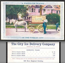 Cleveland Forest City Ice Delivery Wagon New England Building Advertising Card