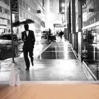 Wallpaper Black & White Man Walking Wall Paper 300cm Wide 240cm Tall Wmo029 Wallpaper Black & White Man Walking Wall Paper 300cm Wide 240cm Tall Wmo029