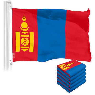 G128 5 Pack: Mongolia Mongolian Flag 3x5 Ft Printed 150D Polyester