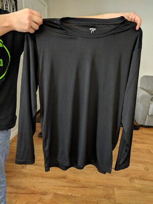 Epic Shirt Mens Black Long Sleeve Active Wear Workout Athletic Dri-Fit Medium