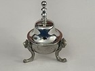 Rare Covered SACCHARIN BOWL SALT CELLAR PILL DISH with Bell Lid
