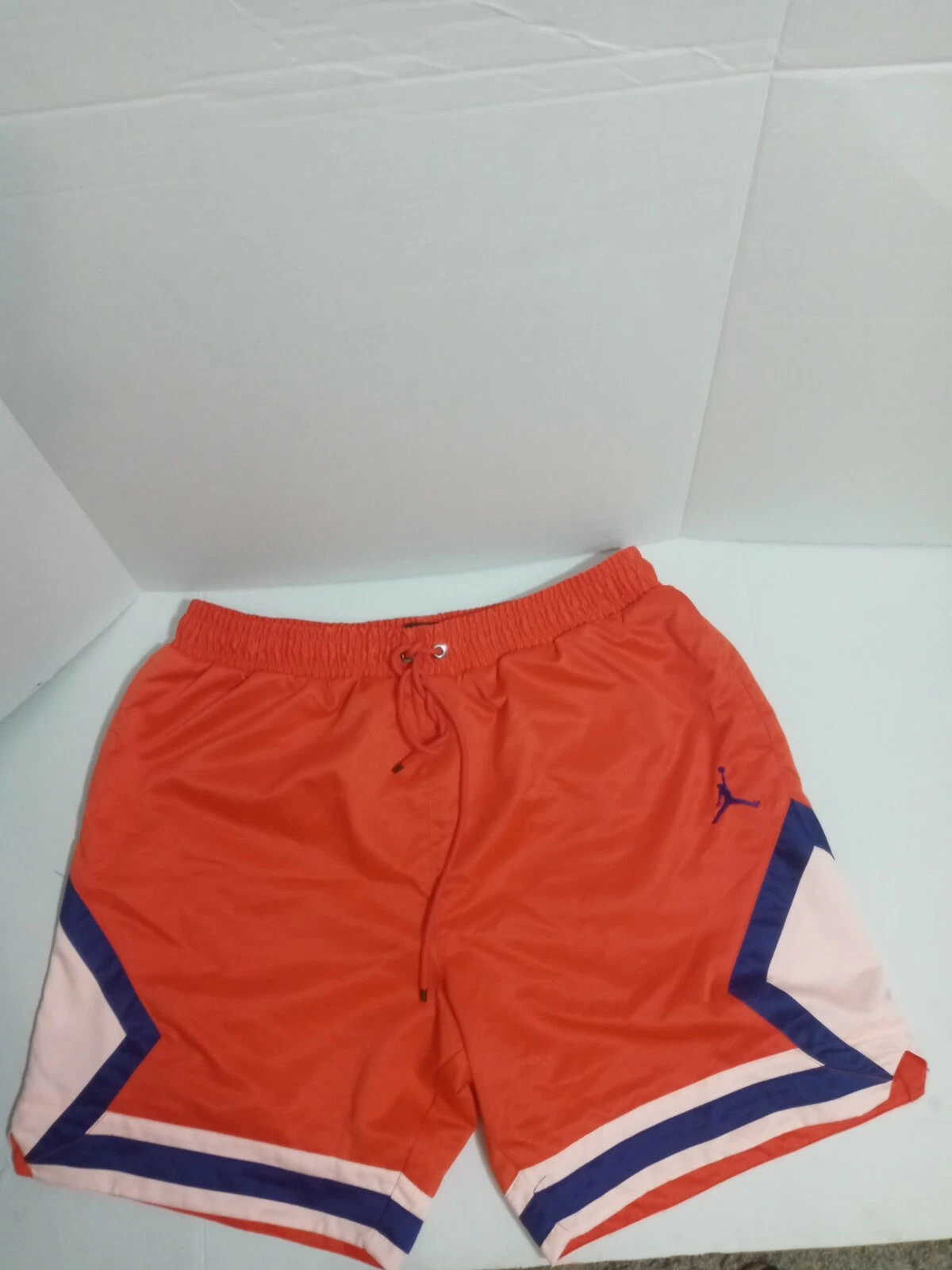 Pantaloncini da basket NIKE Air Jordan raso diamante da uomo large arancione blu