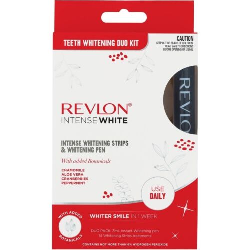 Revlon Intense White Teeth Whitening Duo Kit - Whitening Strips & Whitening Pen - Picture 1 of 2