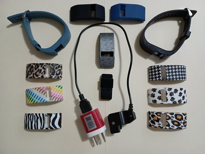 Fitbit Activity Tracker - black - 2 wrist bands, 9 skins + charger - older unit