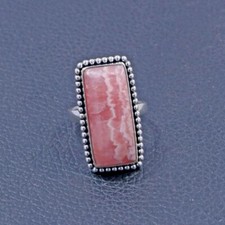 Rhodochrosite Gemstone Ring 925 Sterling Silver Statement Beautiful Jewelry Gift