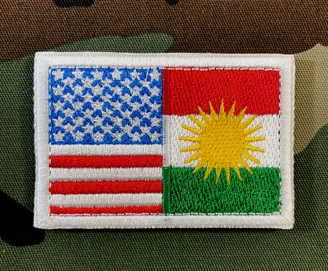 US Kurdistan Friendship Flag Morale Patch Kurd And US Hook/Loop Patch
