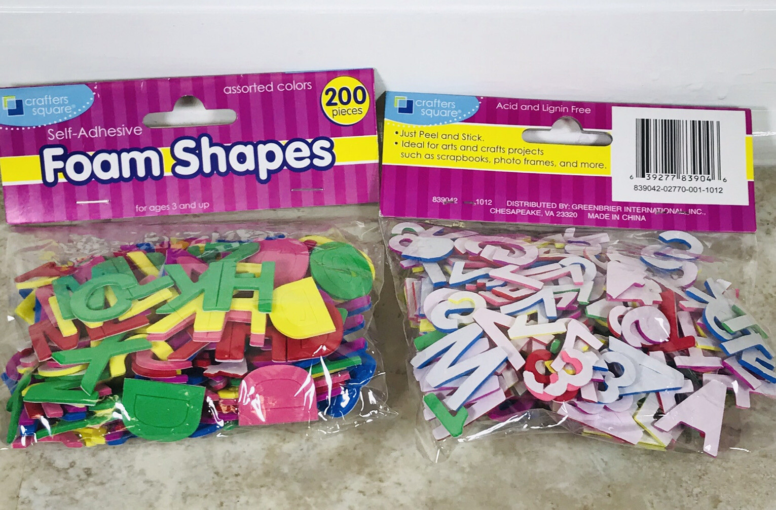 Crafters Square MULTI FOAM LETTERS Poster Board Craft Set 200 Pieces Ea