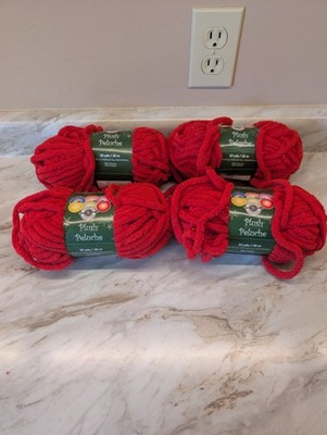 4 Brand New Skeins Of Yarn Loops & Threads Plush Peluche Red 32yds Each